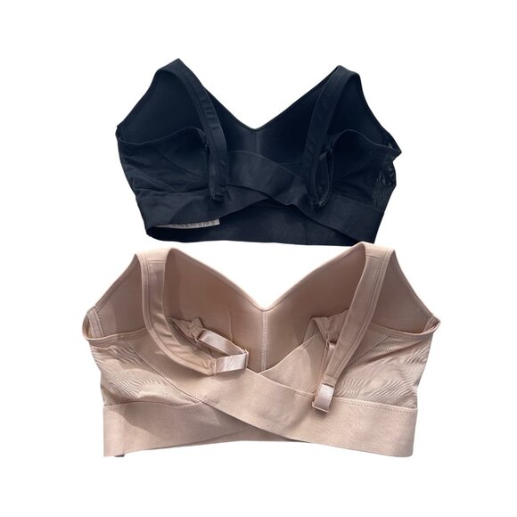 Rhonda Shear 2 Pack Molded Cup Bra with Wrap Back Size Medium Black Beige 647.12 - Picture 3 of 10